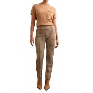 NEW TRIBAL plaid knit ponte pull-on ankle pants in icelatte